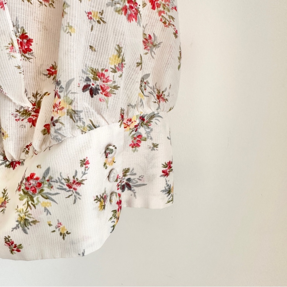 Guess • Floral Ruffle Tank with Ruched Hem - Picture 3 of 7